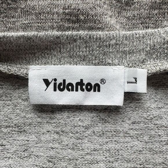 🔃Yidarton Gray And Black Front Twist Short Sleeve Shirt - Picture 4 of 6